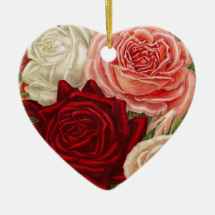 Vintage Gardening Rozen Keramisch Ornament