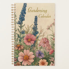 Vintage Gartenkalender mit Blumen zum Gärtnern Planner