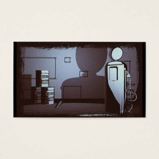 VINTAGE GAS STATION BLUE VISITEKAARTJES (Voorkant)