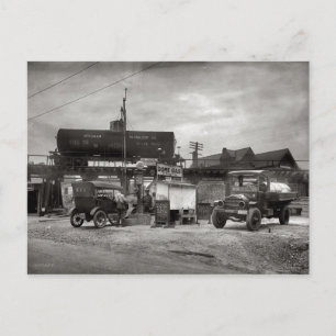 Vintage Gas Station, Car Enthusiast Briefkaart