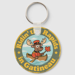 Vintage Gatineau Quebec Eland Kajakvaren Sleutelhanger