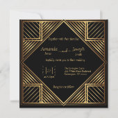 Vintage Gatsby Style Wedding Uitnodiging (Voorkant)