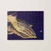 Vintage gebeden handen met ster van Bethlehem Legpuzzel (Horizontaal)