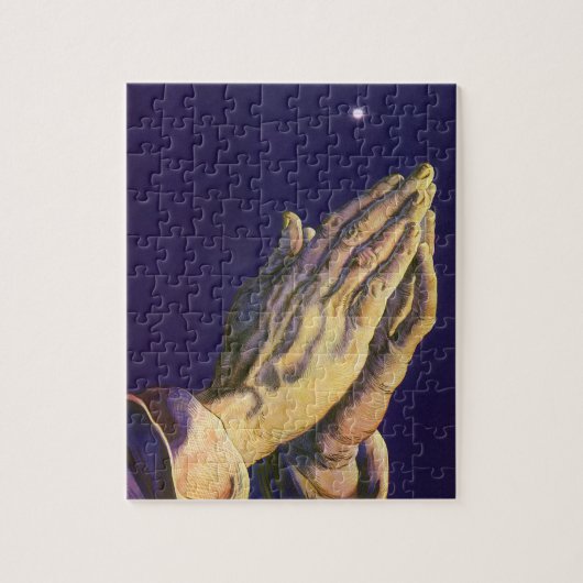 Vintage gebeden handen met ster van Bethlehem Legpuzzel (Verticaal)