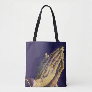 Vintage gebeden handen met ster van Bethlehem Tote Bag