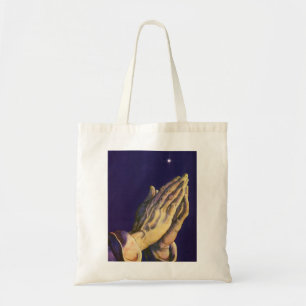 Vintage gebeden handen met ster van Bethlehem Tote Bag