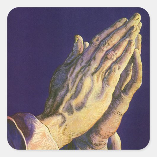 Vintage gebeden handen met ster van Bethlehem Vierkante Sticker (Voorkant)