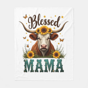 Vintage Geblessde Mama Schotse Hoogland Koe Zonnew Fleece Deken