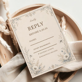 Vintage Gebloemde Botanische Stijl RSVP Kaartje