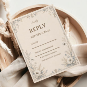 Vintage Gebloemde Botanische Stijl RSVP Kaartje