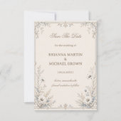 Vintage Gebloemde Botanische Stijl Save The Date (Voorkant)