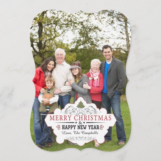 Vintage Gebogen Vorm Fotokaart Feestdagenkaart (Voorkant)