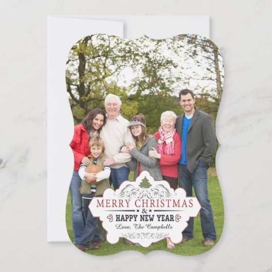 Vintage Gebogen Vorm Fotokaart Feestdagenkaart (Voorkant)