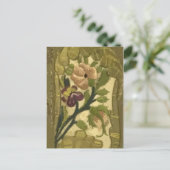 Vintage geborduurde bladeren en bloemen Briefkaart (Staand voorkant)