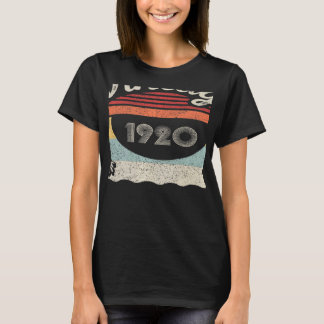 Vintage geboren in 1920 102e verjaardag 102 jaar t-shirt