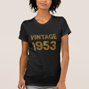 Vintage Geboren in 1953 Zwart-Goud Verjaardag T-shirt