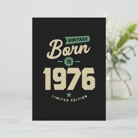 Vintage geboren in 1976 bedankkaart (Staand voorkant)