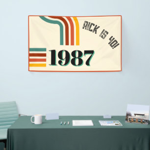 Vintage Geboren in 1987 Retro Streep 40e Verjaarda Spandoek