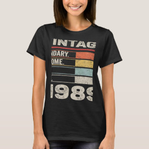 Vintage geboren in 1989 33e verjaardag 33 jaar oud t-shirt
