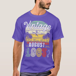 Vintage geboren in augustus 1963 Happy Birthday 57 T-shirt