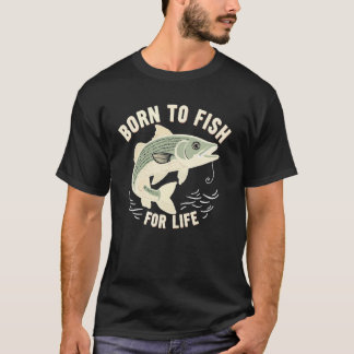 Vintage Geboren om voor het Leven te Vissen T-shirt