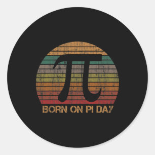 Vintage geboren op pi dag Wiskunde minnaars leerkr Ronde Sticker