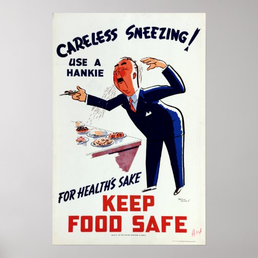 Vintage Gebruik een Hankie Sneezing Gezondheid Voe Poster (Voorkant)