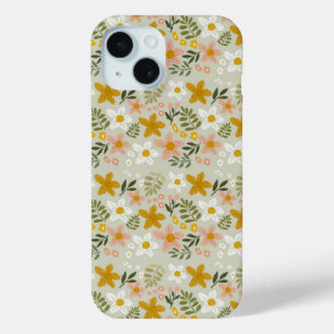 Vintage gedempte bloem botanische naadloze patroon iPhone 15 case