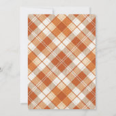 Vintage Gedempte Oranje Gestreepte Gingham Bruilof Kaart (Achterkant)