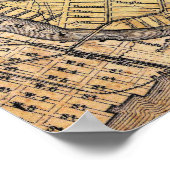 Vintage Gedetailleerde Brooklyn Plattegrond Poster (Hoek)