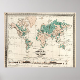 Vintage Gedetailleerde Wereldkaart Poster