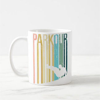 Vintage gedistresseerde stijl parkour silhouet koffiemok