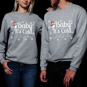 Vintage gedistrobeerde "Baby It's Cold Outside" Trui