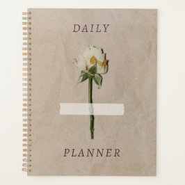 Vintage Gedroogde Roos & Vergrijst Papier Textuur Planner