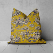 Vintage Geel Toile de Jouy Bloemendek meer