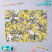 Vintage Geel, Zwart en Wit Bloemendecoupage Tissuepapier (Craft)