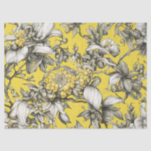 Vintage Geel, Zwart en Wit Bloemendecoupage