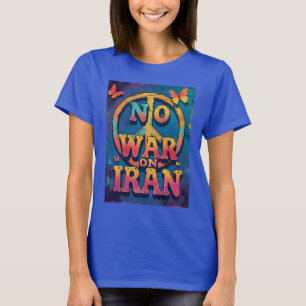 Vintage Geen Oorlog Iran Vrede Retro Anti-Oorlog T-shirt