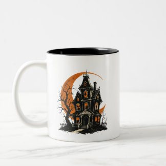 Vintage Geest Huis Koffiemok | Retro Halloween Tweekleurige Koffiemok