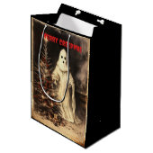 Vintage Geest Prettig Creepmas Griezelen Gothiek Medium Cadeauzakje (Voorkant Gekanteld)