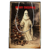 Vintage Geest Prettig Creepmas Griezelen Gothiek Medium Cadeauzakje (Achterkant)