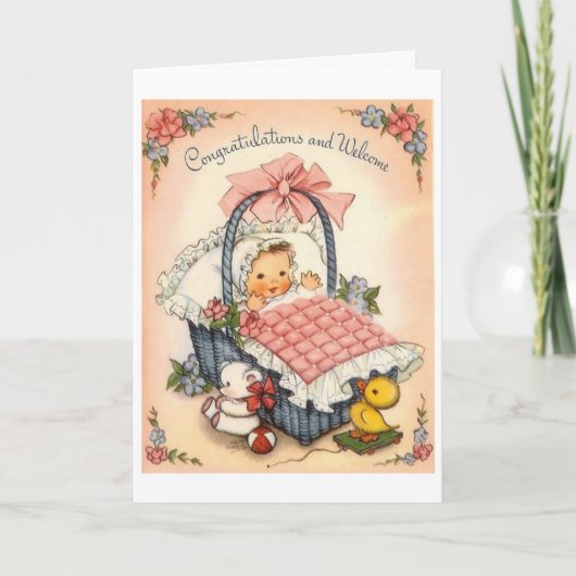 Vintage - Gefeliciteerd en welkom in Baby, Kaart (Voorkant)