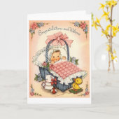 Vintage - Gefeliciteerd en welkom in Baby, Kaart (Gele Bloem)