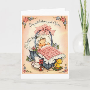 Vintage - Gefeliciteerd en welkom in Baby, Kaart