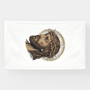 Vintage gegraveerd kroon van doornen portret shirt spandoek
