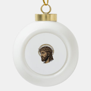 Vintage Gegraveerde Kroon van Doornen Portret Shir Keramische Bal Ornament