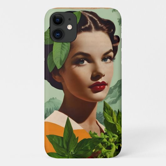 Vintage geïllustreerd vrouwenportret Case-Mate iPhone case (Achterkant)