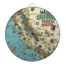 Vintage geïllustreerde kaart van Californië parken