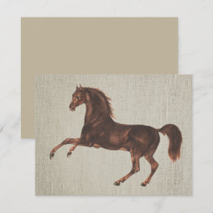 Vintage Geïllustreerde Kastanjebruine Paard Notiti Notitiekaartje