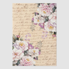 Vintage geïnspireerd bloemig liefdesbriefdecoupage tissuepapier